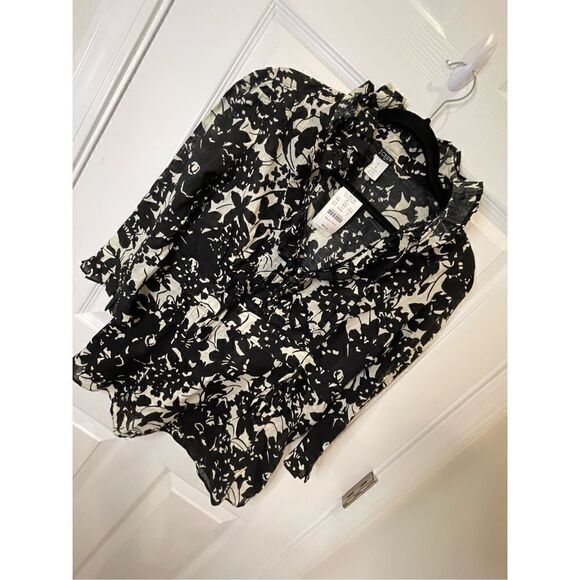 J. Crew women’s 3/4 sleeve black and white blouse NWT - Picture 1 of 5